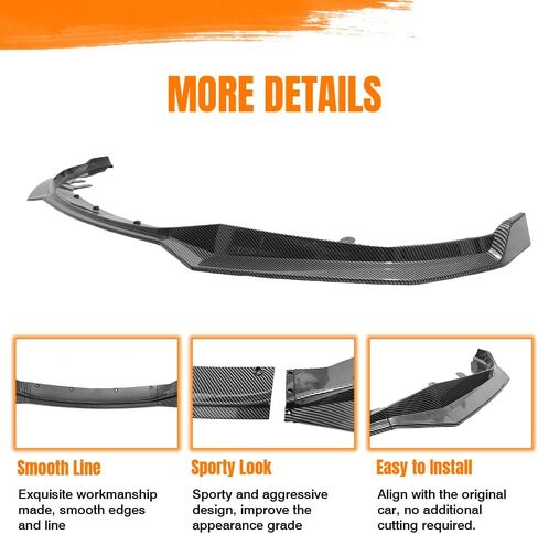 Front Bumper Lip Spoiler, Compatible with 2021-2025 BMW G22 G23 4-Series 430I M440i Convertible & Coupe, PP Carbon Fiber Print Front Splitter Air Dam Chin Protector, 3 Pieces in Saudi Arabia