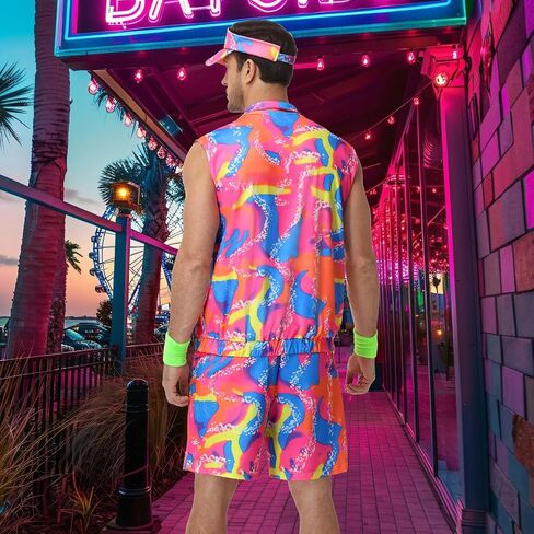80s Outfit for Men - 90s Workout Costume Set for Adults, Perfect for Halloween, Theme Parties, Cosplay & Couples Dress-Up in Saudi Arabia