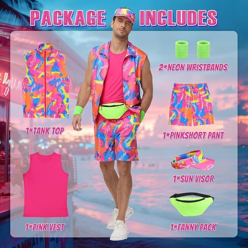 80s Outfit for Men - 90s Workout Costume Set for Adults, Perfect for Halloween, Theme Parties, Cosplay & Couples Dress-Up in Saudi Arabia
