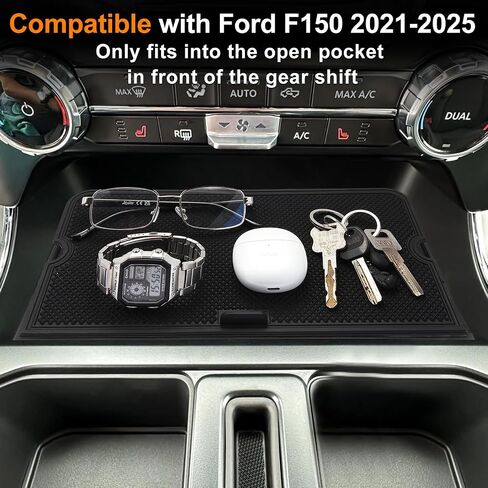 Center Console Compartment Cover for Ford F150 Accessories 2021-2024 2025/Lightning XLT 2022-2025 Interior Hidden Panel Secret Pocket Lid USB Hole (Fits into The Open Pocket in Front of The Shifter) in Saudi Arabia