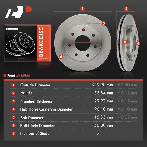 A-Premium 12.99 inch (330mm) Front Vented Disc Brake Rotors Compatible with Select Ford and Lincoln Models - F-150 F150 2004-2008, Mark LT 2006-2008, Fit for 4WD only, 2-PC Set in Saudi Arabia