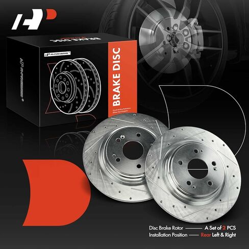 A-Premium 12.98 inch (329.7mm) Rear Drilled and Slotted Disc Brake Rotors Compatible with Select Acura Models - MDX 2017 2018 2019 2020, 3.0L 3.5L, 2-PC Set in Saudi Arabia