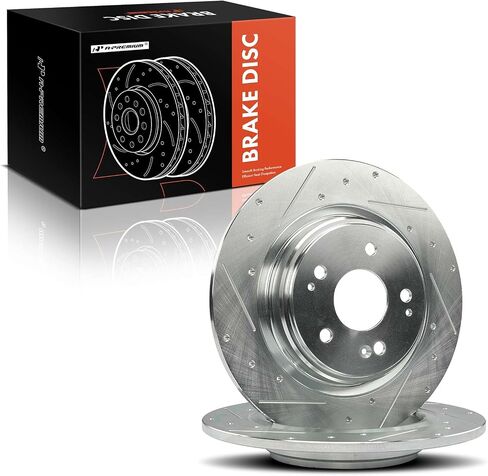A-Premium 12.98 inch (329.7mm) Rear Drilled and Slotted Disc Brake Rotors Compatible with Select Acura Models - MDX 2017 2018 2019 2020, 3.0L 3.5L, 2-PC Set in Saudi Arabia