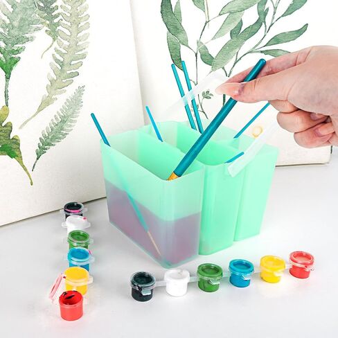 Brush Washing Bucket, Plastic Triple Detachable Pen Cleaner, Watercolor Art Paint Storage, Multifunction Paint Brush Washing Bucket with Handle for Watercolor Outdoor Indoor Painting in Kuwait