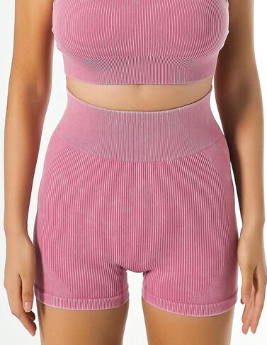 High Waist Seamless Ribbed Workout Shorts for Women Tummy Control Athletic Yoga Biker Gym Shorts in Saudi Arabia