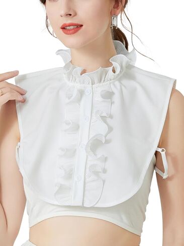Ruffle Collar Detachable Collars Dickey V Neck Shirts Turtleneck for Women Girl White in Kuwait