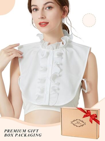 Ruffle Collar Detachable Collars Dickey V Neck Shirts Turtleneck for Women Girl White in Kuwait