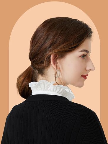 Ruffle Collar Detachable Collars Dickey V Neck Shirts Turtleneck for Women Girl White in Kuwait