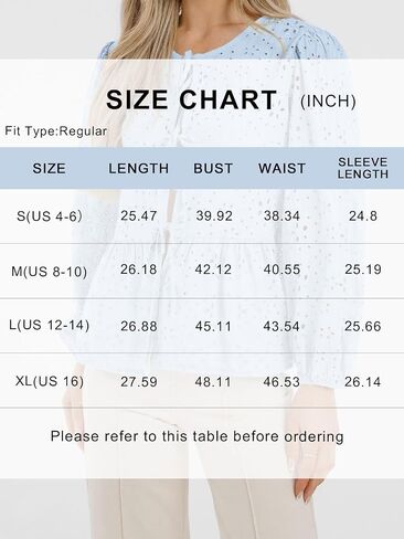 Fall Long Sleeve Shirts for Women 2025 Babydoll Eyelet Embroidered Bow Tie Button Cute Peplum Tops Blouses Dressy Casual in Saudi Arabia