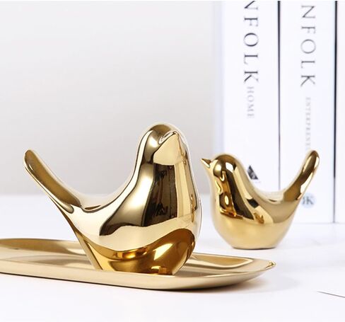 2 Pieces Decor Ceramic Bird Figurines Small Bird Statues Home Decor Modern Style Figurine Decor for Living Room,Bedroom,Desk,Bookshelf,Shelf,Coffee Table, Fireplace Mantel (White) in Saudi Arabia