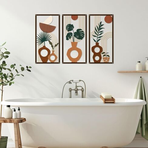 ShxTrade black wall art metal rose branch metal wall decoration 2 pieces, metal wall art, hanging tag above door, living room, office, indoor and outdoor decoration in Saudi Arabia