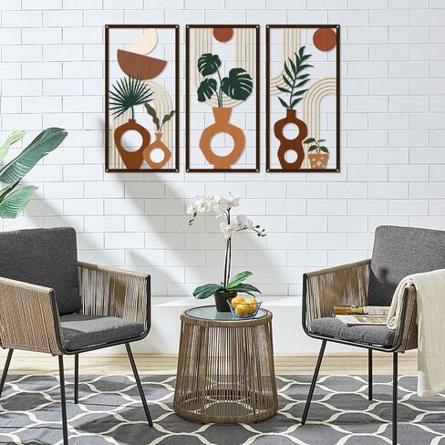 ShxTrade black wall art metal rose branch metal wall decoration 2 pieces, metal wall art, hanging tag above door, living room, office, indoor and outdoor decoration in Saudi Arabia