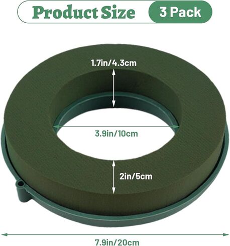 LOYORTY 3PCS 10Inch Flower Foam Ring, Green Floral Foam Blocks, Floral Foam for Flower Arrangements, Wet Flower Foam Ring for Flower Arrangements for Wedding, Birthdays, Home in Kuwait