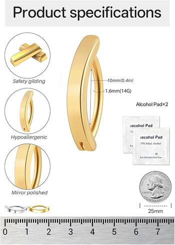 14G belly button ring Clicker belly ring - Surgical Steel, Mirror Travel Case & Waterproof Pouch Options in Saudi Arabia