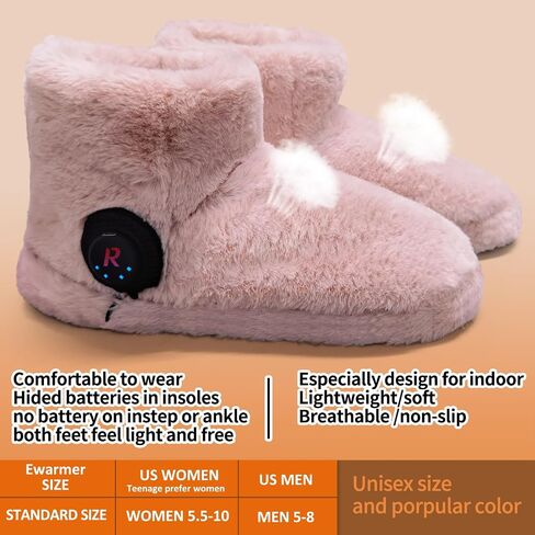 Electric Foot Warmer, Rechargeable Battery Powered Heated Slippers for Cold Feet, House Portable Heated Boots for Women, Graphene Heating Slippers with 4-8 Hours Heat,Washable in Saudi Arabia
