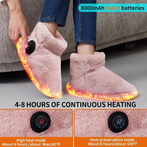 Electric Foot Warmer, Rechargeable Battery Powered Heated Slippers for Cold Feet, House Portable Heated Boots for Women, Graphene Heating Slippers with 4-8 Hours Heat,Washable in Saudi Arabia