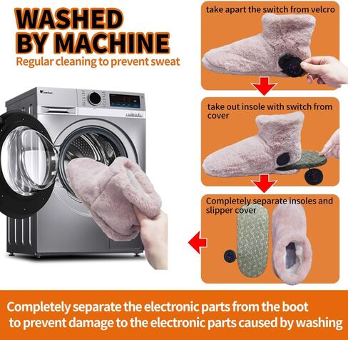 Electric Foot Warmer, Rechargeable Battery Powered Heated Slippers for Cold Feet, House Portable Heated Boots for Women, Graphene Heating Slippers with 4-8 Hours Heat,Washable in Saudi Arabia