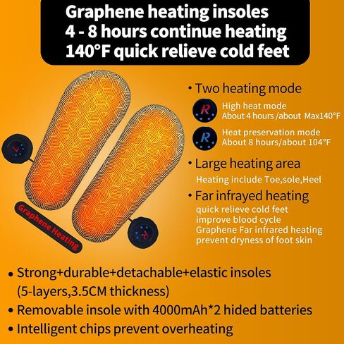 Electric Foot Warmer, Rechargeable Battery Powered Heated Slippers for Cold Feet, House Portable Heated Boots for Women, Graphene Heating Slippers with 4-8 Hours Heat,Washable in Saudi Arabia