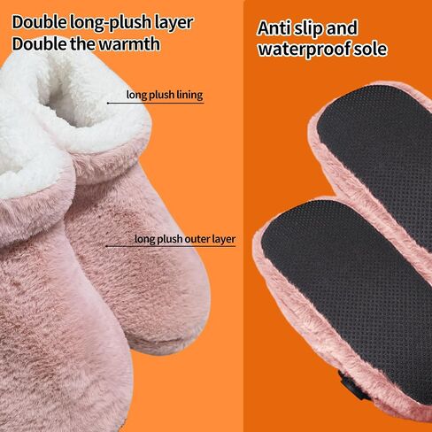 Electric Foot Warmer, Rechargeable Battery Powered Heated Slippers for Cold Feet, House Portable Heated Boots for Women, Graphene Heating Slippers with 4-8 Hours Heat,Washable in Saudi Arabia