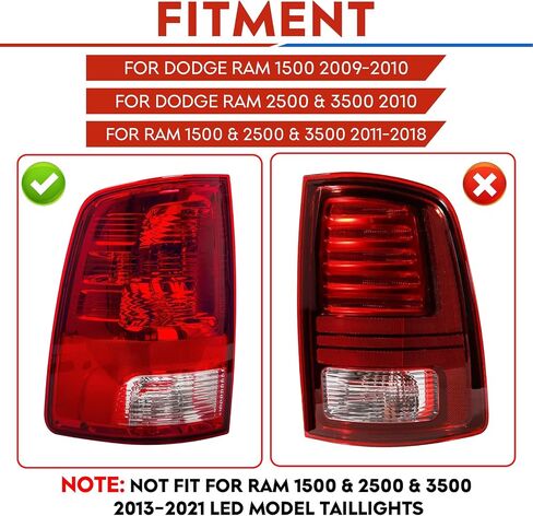(3 عبوات) مصباح خلفي LED + مصباح شحن الفرامل الثالث لـ 2009-2018 دودج رام 1500، 2010-2018 رام 2500 3500 عدسة دخان كروم، تناسب فقط الهالوجين/المتوهجة في المصنع وبدون المصابيح الأمامية لجهاز العرض in Saudi Arabia