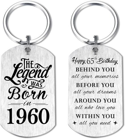 Yobent 65th Birthday Gifts for Men 1960, Happy 65th Birthday Keychain, 65 Year Old Birthday Gifts for Women, The Legend was Born in 1960 in Saudi Arabia