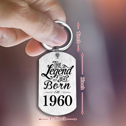 Yobent 65th Birthday Gifts for Men 1960, Happy 65th Birthday Keychain, 65 Year Old Birthday Gifts for Women, The Legend was Born in 1960 in Saudi Arabia