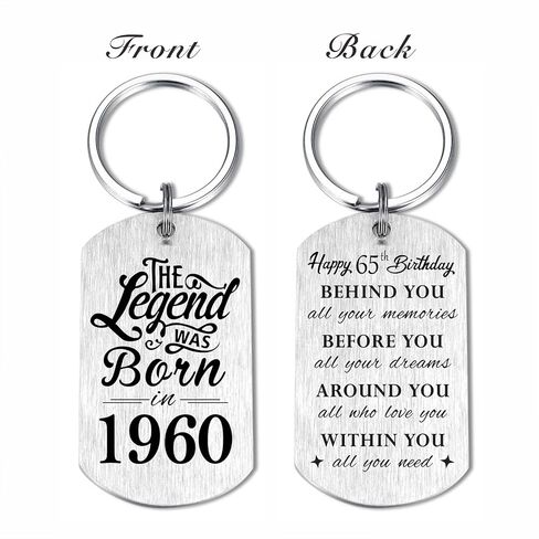 Yobent 65th Birthday Gifts for Men 1960, Happy 65th Birthday Keychain, 65 Year Old Birthday Gifts for Women, The Legend was Born in 1960 in Saudi Arabia