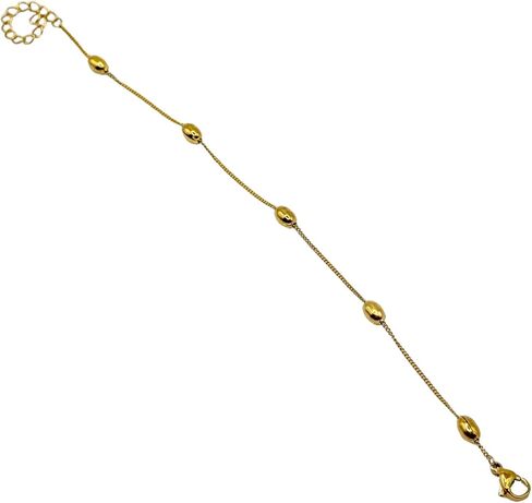Dainty Gold Elliptical Bead Bracelet – Minimalist Stainless Steel Jewelry for Women, Gift-Ready in Saudi Arabia