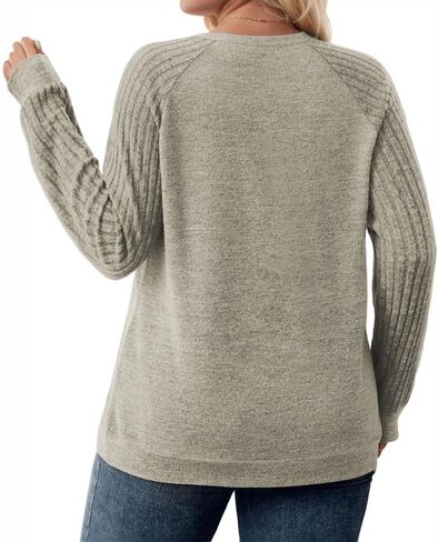 Plus-Size Sweatshirts for Women Casual Raglan Long Sleeve Pullover Tops Oversized Trendy Crewneck Shirts XL-5XL in Saudi Arabia