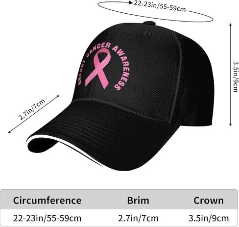 Breast Cancer Awareness with Pink Ribbon Baseball Cap for Men & Women Fashion Dad Hats Unisex Adult Trucker Hat Curved Brim Baseball Hat Adjustable in Saudi Arabia