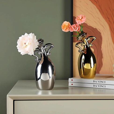 Vase with Attitude, Black Speckled Ceramic Flower Vase, 7inch Modern Decorative Vase Centerpiece for Living Room, Kitchen, Office Wedding Or Gifts in Saudi Arabia