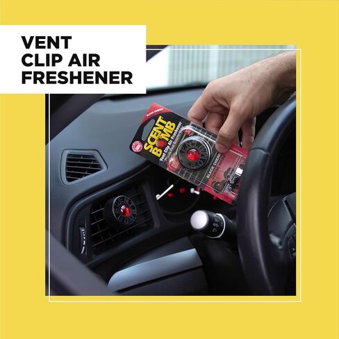 حزمة معطر هواء سينت بومب - بخاخات زجاجات 1 أونصة و8 أونصة، مشبك فتحة تهوية، علب عضوية، دائرة معلقة - نضارة مستمرة ومزيل رائحة يدوم طويلاً للسيارة والمنزل والحمام - الكرز الأسود in Kuwait
