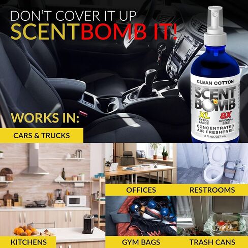 حزمة معطر هواء سينت بومب - بخاخات زجاجات 1 أونصة و8 أونصة، مشبك فتحة تهوية، علب عضوية، دائرة معلقة - نضارة مستمرة ومزيل رائحة يدوم طويلاً للسيارة والمنزل والحمام - الكرز الأسود in Kuwait
