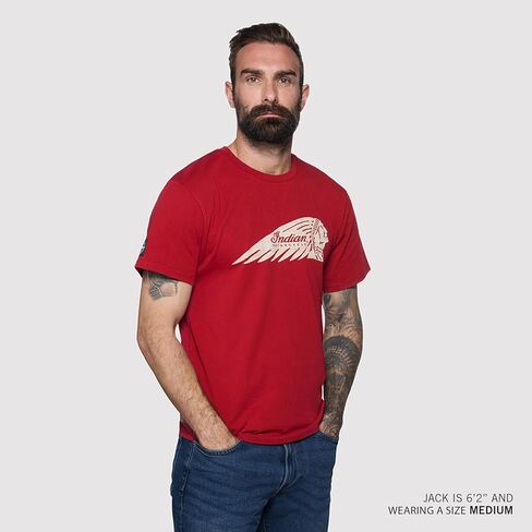 Indian Motorcycle Men's Distressed Headdress T-Shirt, Red - 2865709 in Kuwait