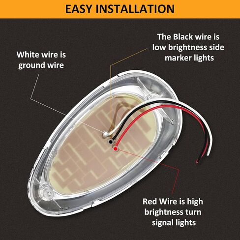 D-Lumina Sleeper Cab LED علامة جانبية عدسة واضحة لقرن الشحن/كولومبيا/كورونادو، كهرمان بيضاوي الجانب علامة جانبية لشاحنة الانعطاف إشارة الضوء مجموعة استبدال أضواء التخليص، حزمة من 2 in Kuwait