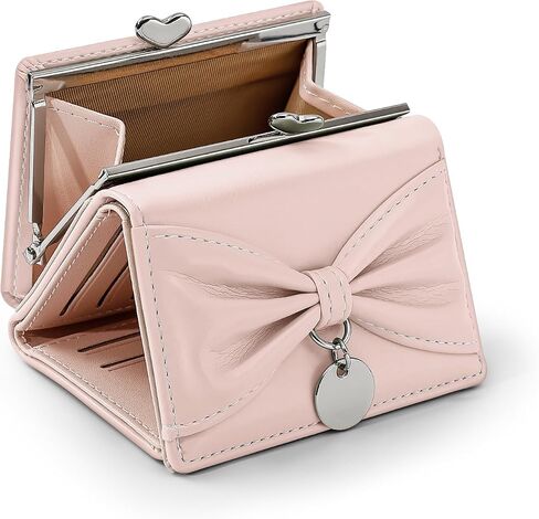 Wallet Women, Bow Trifold Wallets, Small Cute Coin Purse for Woman, Coquette Credit Card Holder and Cash Bag for Ladies (Blue) in Saudi Arabia