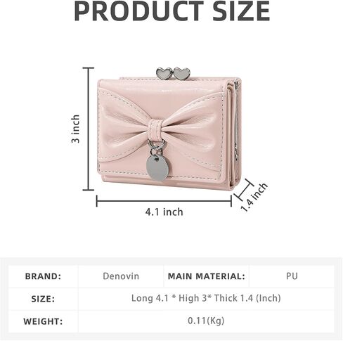 Wallet Women, Bow Trifold Wallets, Small Cute Coin Purse for Woman, Coquette Credit Card Holder and Cash Bag for Ladies (Blue) in Saudi Arabia