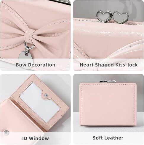 Wallet Women, Bow Trifold Wallets, Small Cute Coin Purse for Woman, Coquette Credit Card Holder and Cash Bag for Ladies (Blue) in Saudi Arabia