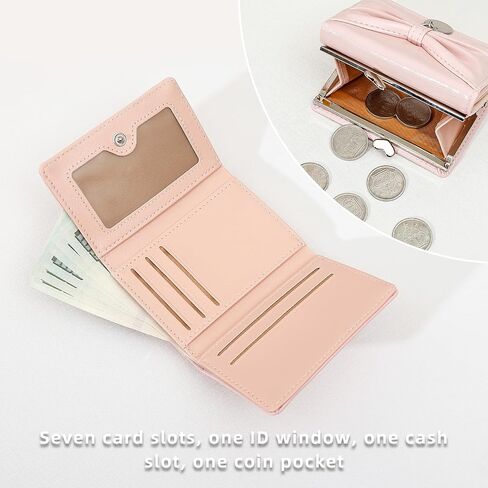Wallet Women, Bow Trifold Wallets, Small Cute Coin Purse for Woman, Coquette Credit Card Holder and Cash Bag for Ladies (Blue) in Saudi Arabia