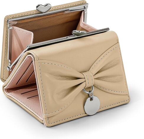 Wallet Women, Bow Trifold Wallets, Small Cute Coin Purse for Woman, Coquette Credit Card Holder and Cash Bag for Ladies (Blue) in Saudi Arabia