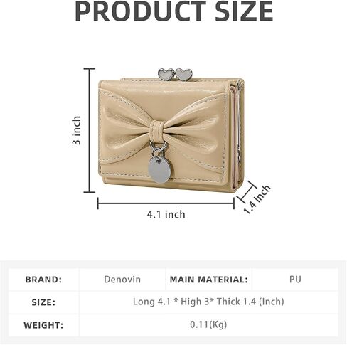 Wallet Women, Bow Trifold Wallets, Small Cute Coin Purse for Woman, Coquette Credit Card Holder and Cash Bag for Ladies (Blue) in Saudi Arabia
