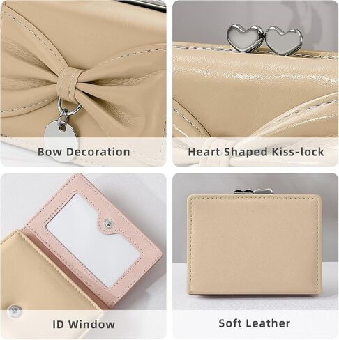 Wallet Women, Bow Trifold Wallets, Small Cute Coin Purse for Woman, Coquette Credit Card Holder and Cash Bag for Ladies (Blue) in Saudi Arabia