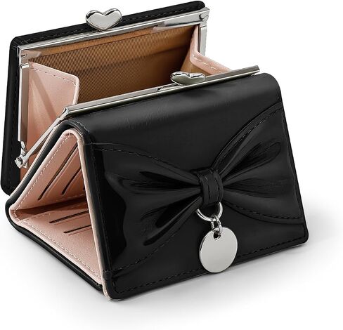 Wallet Women, Bow Trifold Wallets, Small Cute Coin Purse for Woman, Coquette Credit Card Holder and Cash Bag for Ladies (Blue) in Saudi Arabia