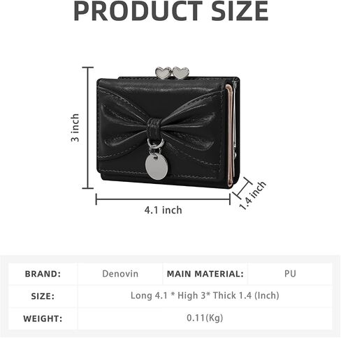 Wallet Women, Bow Trifold Wallets, Small Cute Coin Purse for Woman, Coquette Credit Card Holder and Cash Bag for Ladies (Blue) in Saudi Arabia