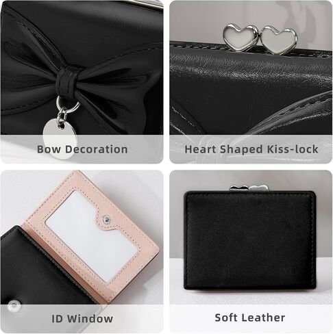 Wallet Women, Bow Trifold Wallets, Small Cute Coin Purse for Woman, Coquette Credit Card Holder and Cash Bag for Ladies (Blue) in Saudi Arabia