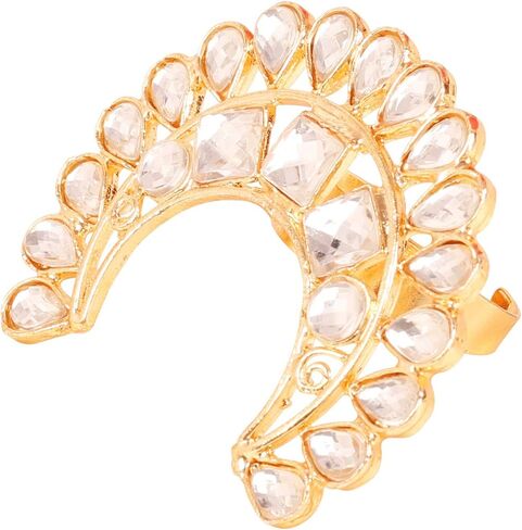 Touchstone Indian Bollywood Fashion Handcrafted Traditional Classic Royal Rajwada Designer Wedding Jewelry Rings in Copper Or Gold Or White Tone for Women. in Saudi Arabia
