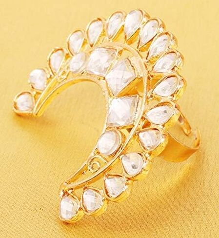 Touchstone Indian Bollywood Fashion Handcrafted Traditional Classic Royal Rajwada Designer Wedding Jewelry Rings in Copper Or Gold Or White Tone for Women. in Saudi Arabia