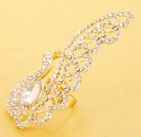 Touchstone Indian Bollywood Fashion Handcrafted Traditional Classic Royal Rajwada Designer Wedding Jewelry Rings in Copper Or Gold Or White Tone for Women. in Saudi Arabia