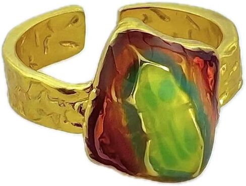 Colorful Enamel Ring,Gilt Open Ring, Colorful Glass, Artistic Lava Texture.Highlight the Charm of Fashion,colorful gemstone gold rings,Chunky Gemstone Gold Ring.Thanksgiving gifts for family members in Saudi Arabia