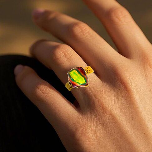 Colorful Enamel Ring,Gilt Open Ring, Colorful Glass, Artistic Lava Texture.Highlight the Charm of Fashion,colorful gemstone gold rings,Chunky Gemstone Gold Ring.Thanksgiving gifts for family members in Saudi Arabia